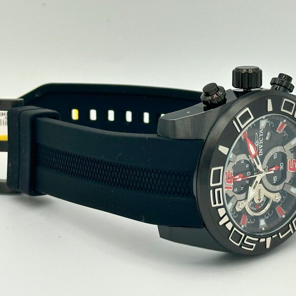 NEW Invicta Men TURBO Pro Diver 50MM BLACK Dial Chronograph SS BLACK Strap Watch - Picture 8 of 10